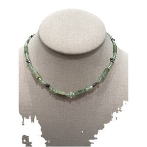 Green Aventurine Crystal Like Faceted Triple Strand Gemstone Necklace 14" N1-14